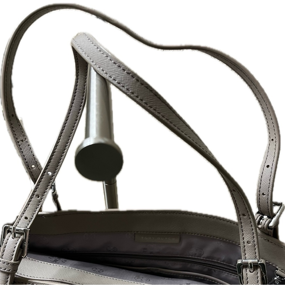 Tory Burch Gray Saffiano Leather Tote - Picture 4 of 16
